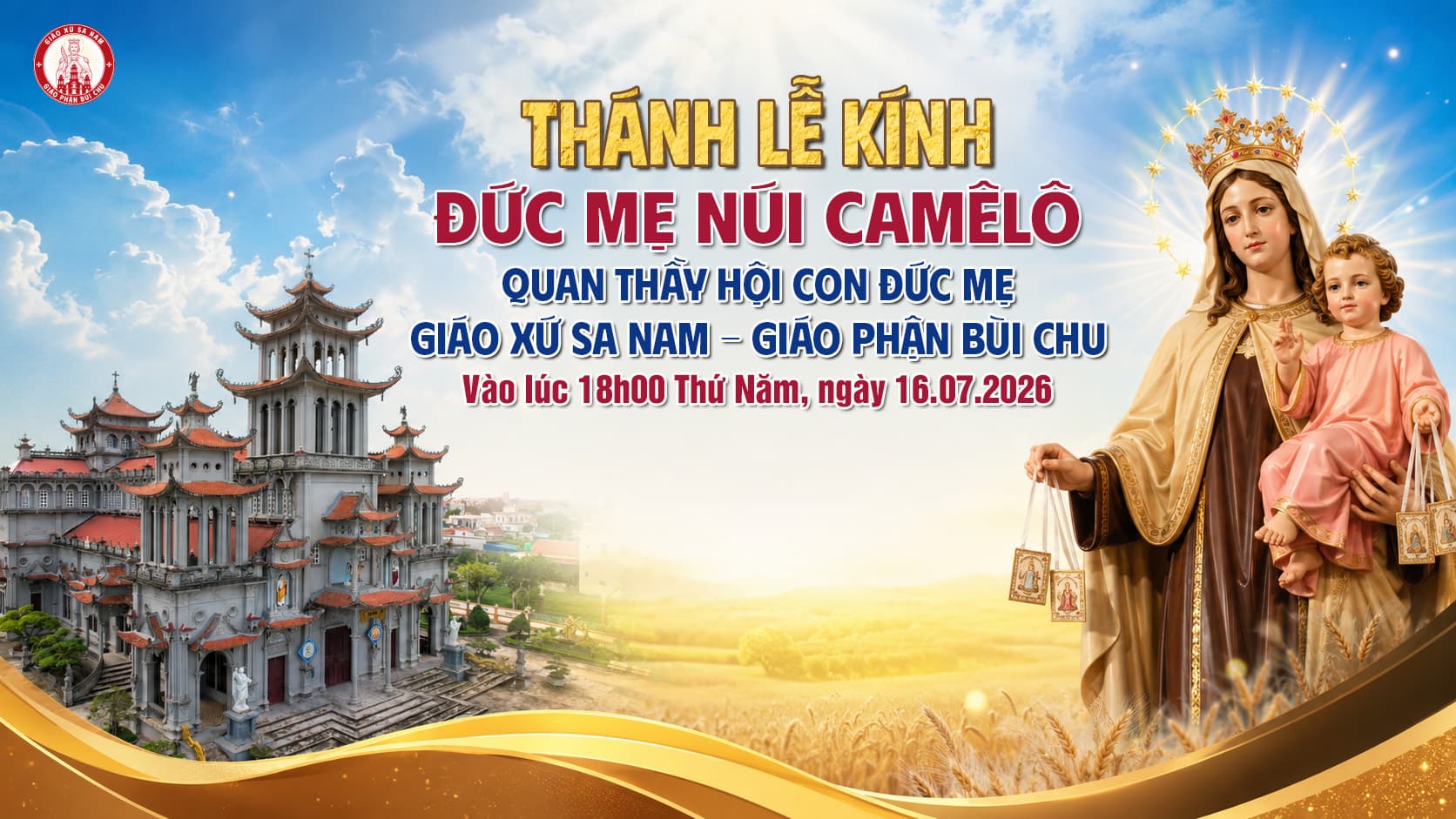 Thánh Lễ Kính Đức Mẹ Núi Camêlô - Quan Thầy Hội Con Đức Mẹ Giáo Xứ Sa Nam - Giáo Phận Bùi Chu